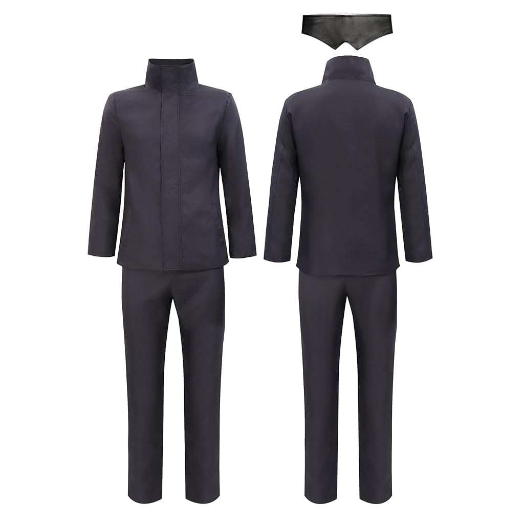 Fancyku Gojo Satoru Cosplay Costume for Men with Jacket Pants and Eye Mask | XXL Black
