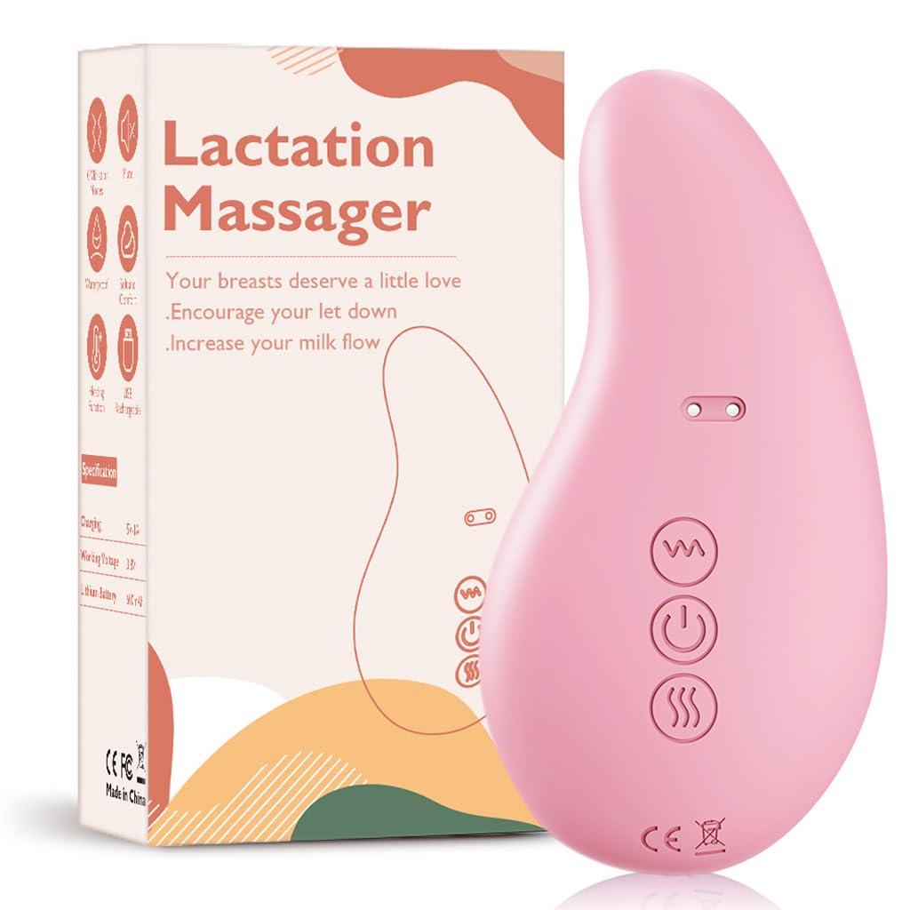 HANNEA® Electric Massage for Lactation Electric Breast Stimulator Breast Dredging Accerate Milk Production Heating Breast Vibrant Massager with 3 Viberation Modes, Adjustable Temperature