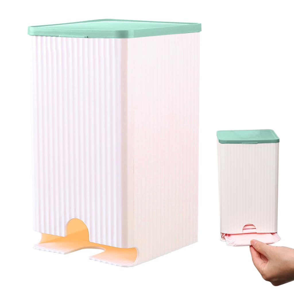 HASTHIP Sanitary Pads Dispenser for Bathroom Storage with Sliding Cover and Waterproof PP Case 11.5x11.5x19.5cm | Holds 25‑30 Pads