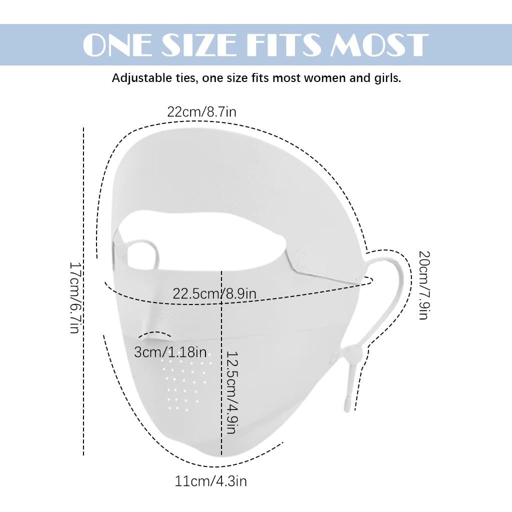 Venzina Face Mask for Sun Protection with UPF 50+ and Removable Forehead Piece | Grey Ice Silk Cooling Cover for Women