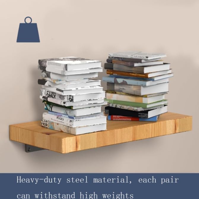 ZIBUYU Shelf Bracket for Wall Mounted Shelves with Hidden Support Design and 150 lbs Capacity | Rust Resistant Black Metal 6 in Set