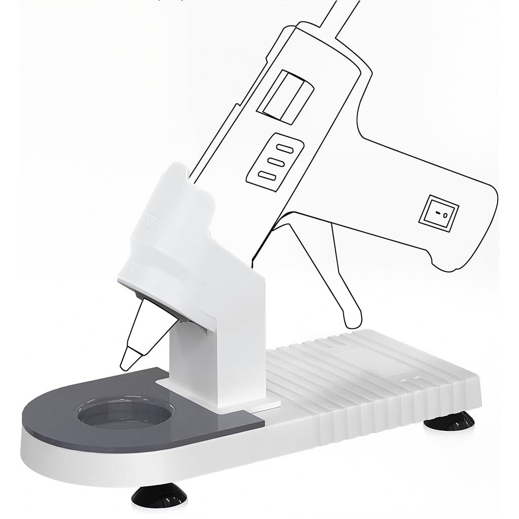 Serplex Hot Glue Gun Bracket for Crafting with Drip Tray and Suction Cup Base 6.69x2.95 in