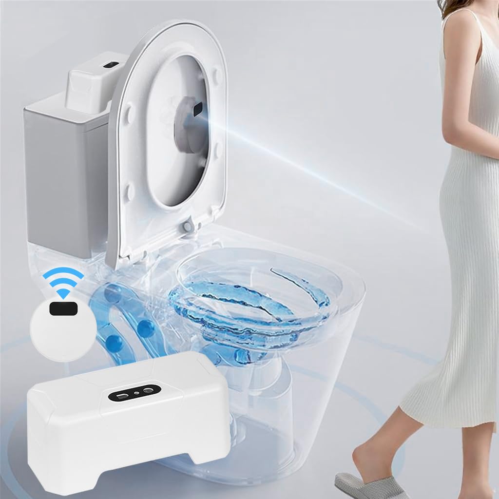 HASTHIP® Automatic Toilet Flusher - USB Rechargeable Smart Toilet Flusher No Touch Automatic Toilet Flusher with Actuator & External Infrared Sensor, 50cm Sensor Range IPX5, Auto Toilet Flusher