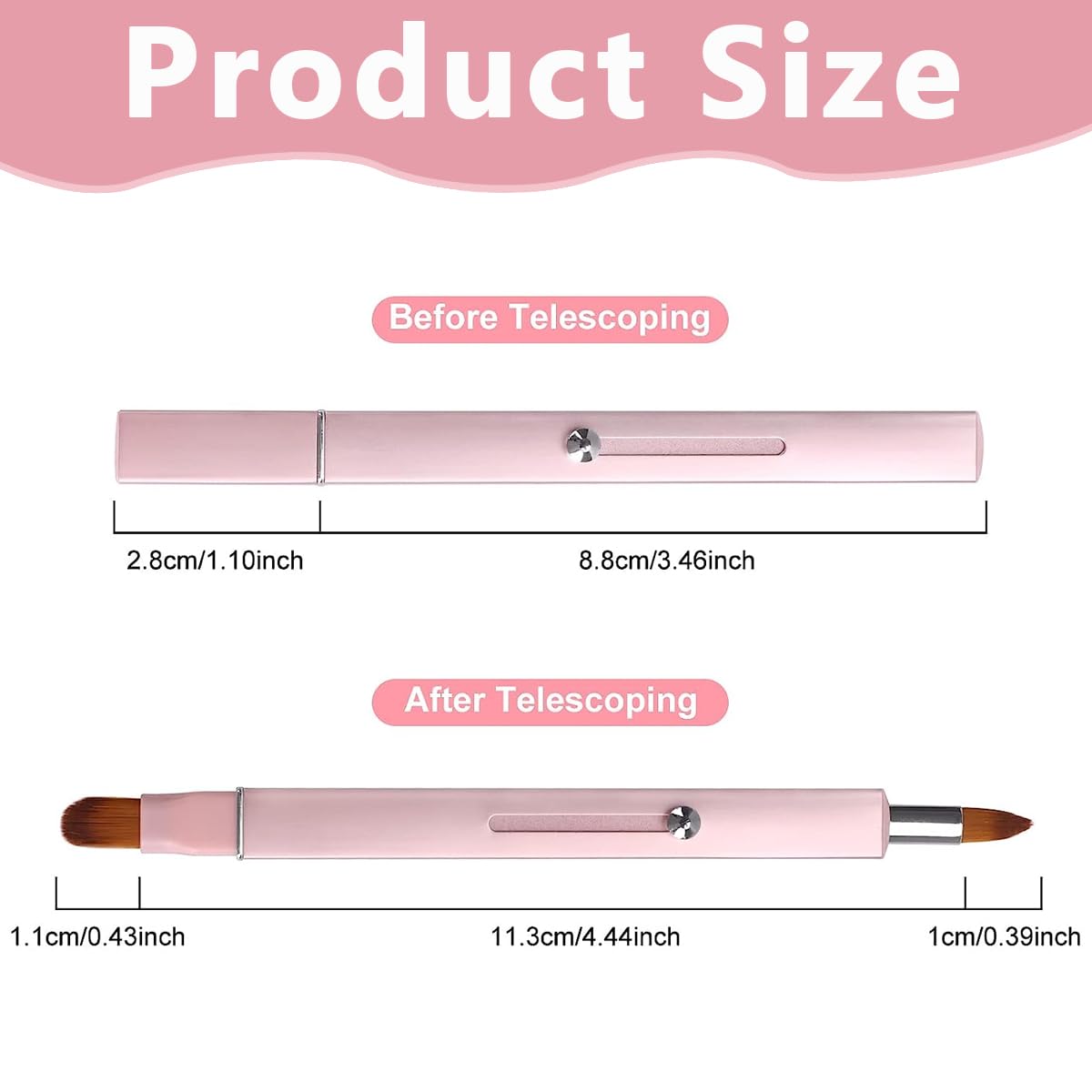 MAYCREATE® Retractable Travel Lipstick Brush 2 in 1 Double-ended Lipstick Brush Lip Liner Brush Dustproof Design Versatile Makeup Brush for Lipstick, Lip Balm, Lip Gloss, Concealer