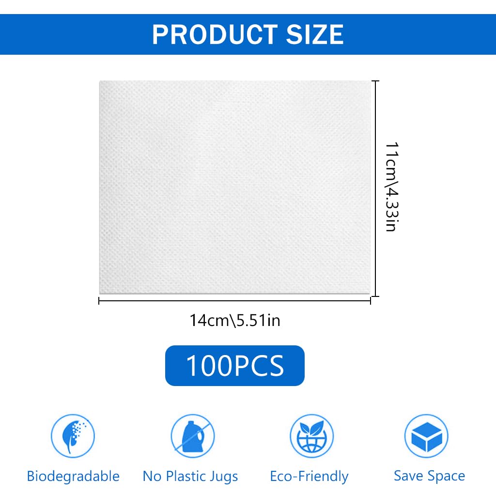 HASTHIP Laundry Detergent Sheets 100pcs for Travel and Home with Low Foam Technology | Eco Friendly and Hypoallergenic Formula