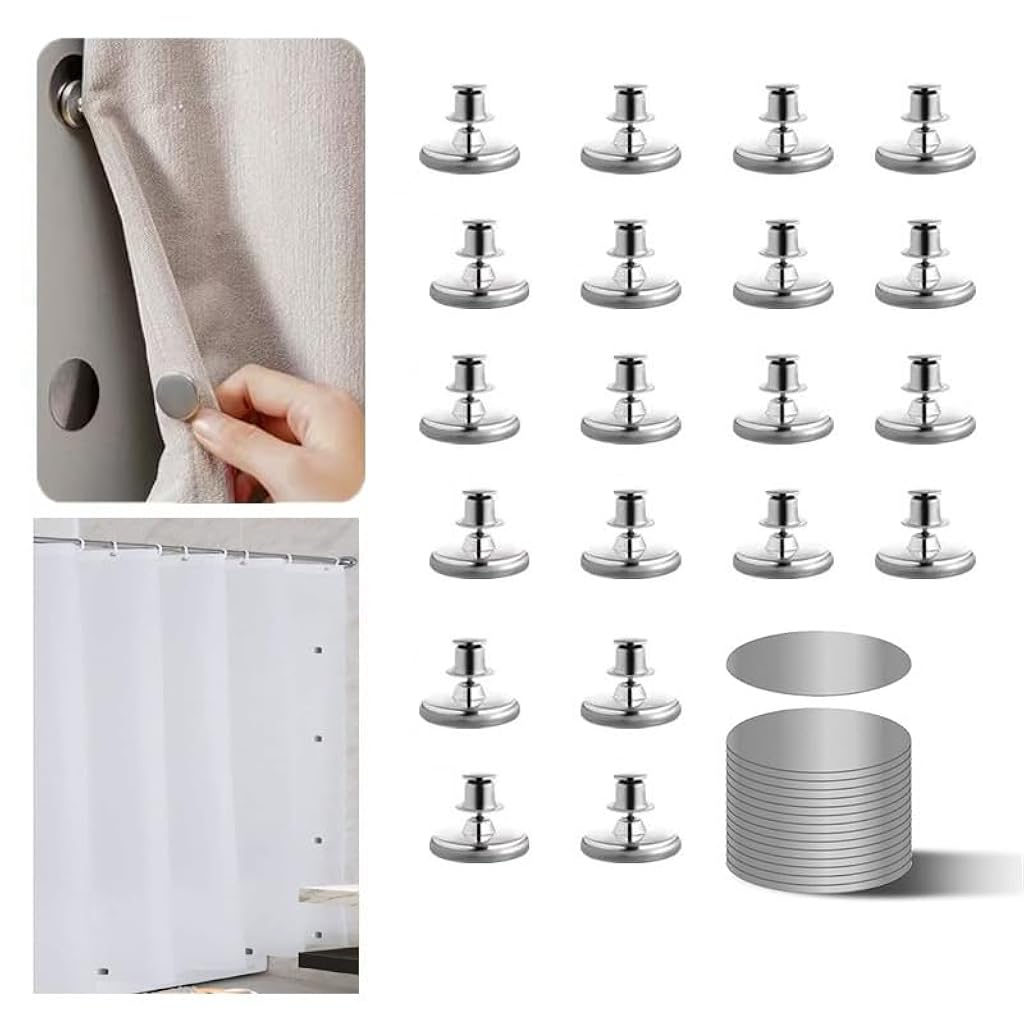 HASTHIP® 3 Pair Curtain Magnets Closure Button - Round Metal Magnetic Holdback Button for Keep Curtain Closed for Home Bedroom Office Draperies