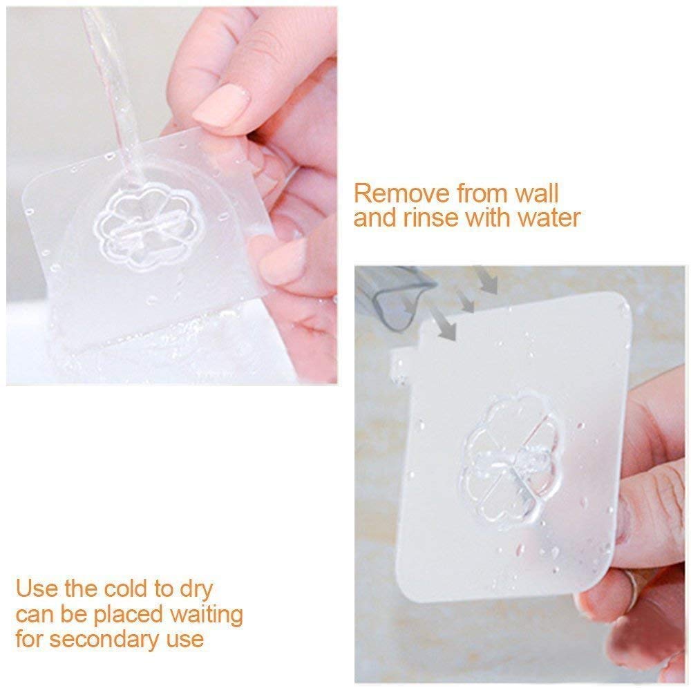 HASTHIP Adhesive Wall Hooks 20 Pack for Bathroom and Kitchen with 22 lb Capacity | Transparent Waterproof Removable Design