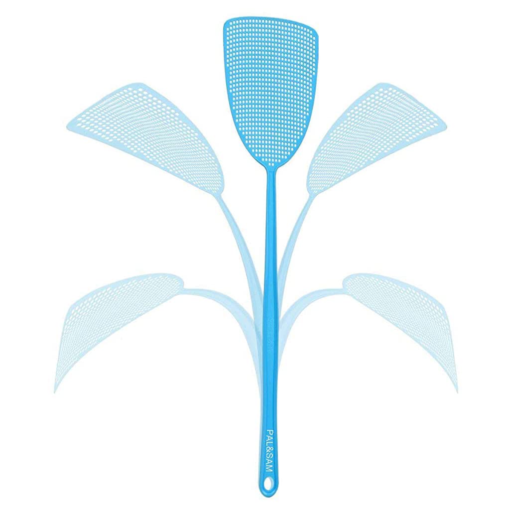 Supvox Fly Swatters for Indoor and Outdoor Use with 17.5 in Long Handle Grid Design | 3 Color PP Plastic Pack