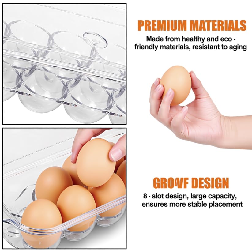 ZIBUYU KitchenCraft Egg Holder for Fridge Storage with Clear Plastic Design | Kitchen Organizer