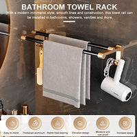 HASTHIP® Towel Hanger for Bathroom, Aluminum Towel Rack with 2 Towel Bar Towel Shelf & 2 Hooks, Towel Rack Rustproof Storage Wall Mount for Bathroom, Towel Stand, Hanger (24 Inch)