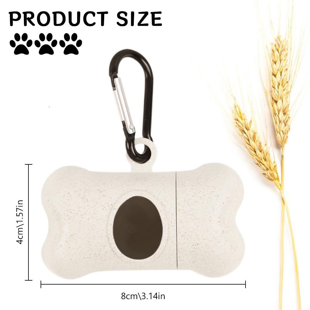 Qpets Dog Waste Bag Dispenser for Outdoor Walks with Carabiner Clip featuring Bone Shape | Wheat Straw Eco Container for Pet Owners