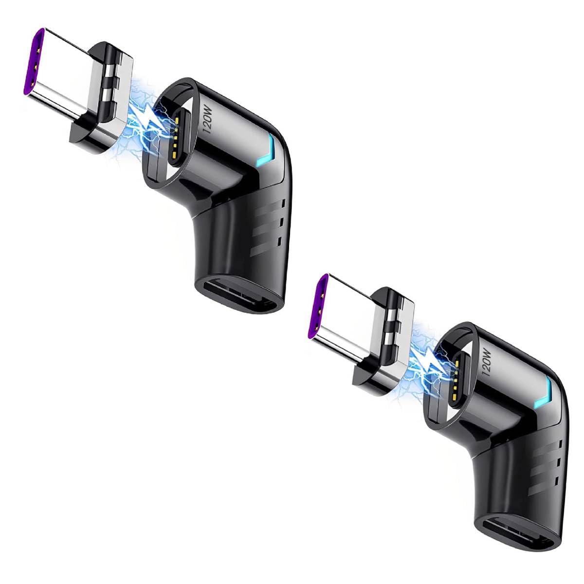 Verilux Magnetic USB C Adapter for Laptops and Smartphones featuring 120W PD Fast Charging | 90° Zinc Alloy Connector