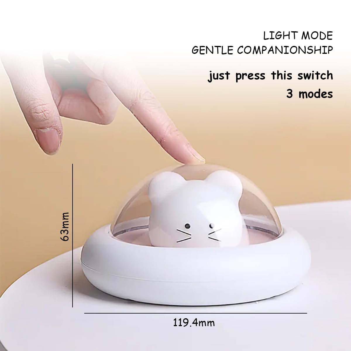 ELEPHANTBOAT LED Night Light for Kids with 3 Brightness Levels and 20 Mins Auto Off | USB Rechargeable