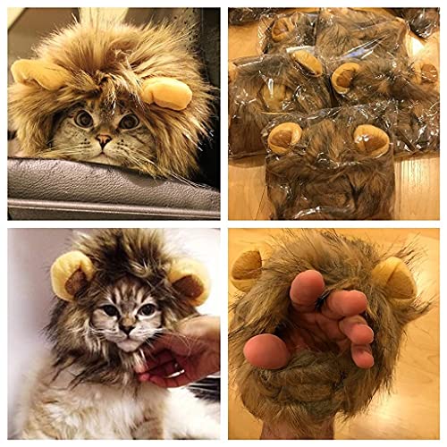 Qpets® Dog Sweater Lion Mane Costume for Cat Wig for Cat Christmas Funny Headwear for Puppy, Kitten, Cat Festival Headwear Dog Sweaters