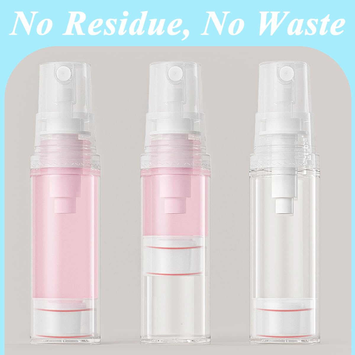 MAYCREATE Travel Bottles for Toiletries with Leak Proof Airless Pump | 4Pcs 10ml Refillable Set