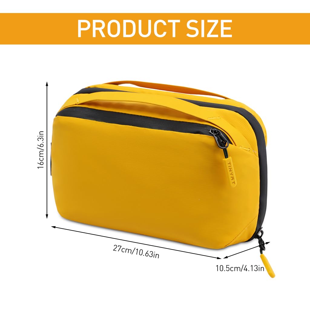 ZIBUYU® Utility Pouch Bag Multi-layer Large Capacity Waterproof Organizer Zipper Pouch with Handle Multi-purpose Storage Pouch Travel Data Cable Organizer Bag Toiletry Bag, Yellow