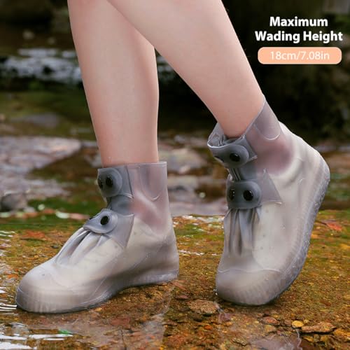 PALAY® Silicone Shoe Covers for Kids, Men, Women with Double-Breasted, Anti-Slip and Waterproof Shoe Cover, TPE Sole Wear-resistant and Reusable Shoes Cover for Rainy Season (for Size 9-11)