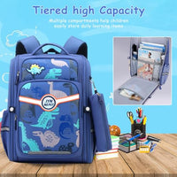 PALAY® School Backpack for Boy Backpack on Wheel SchoolBoy 6-12 Years Old Waterproof Cartoon Print Boys Backpack with Detachable Wheel Stand Lightweight Travel Backpack for Kids