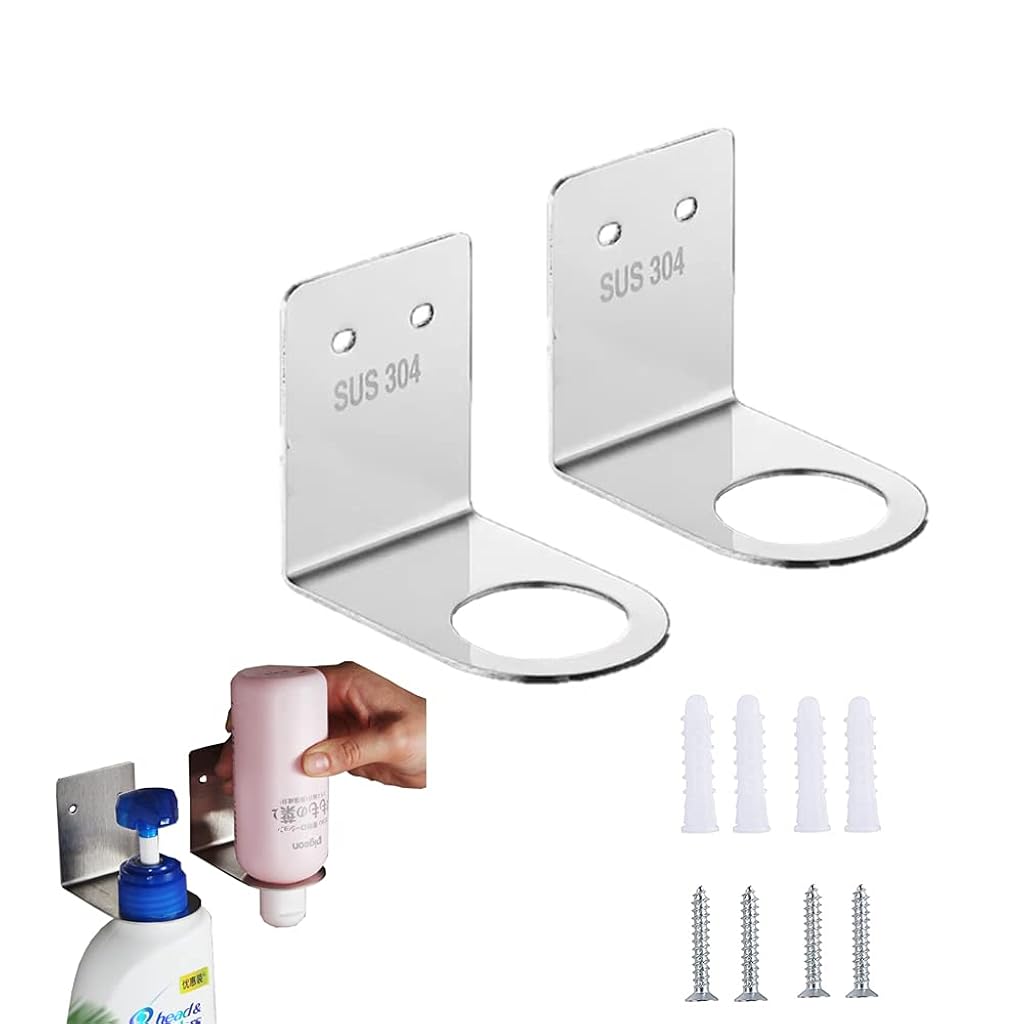 Supvox® Wall Mount Holder for 27mm Pump Bottles, Hand Soap Pump Bottle Rack for Kitchen Bathroom, Open Hole Stainless Steel Wall Rack for Pump Bottle Hand Soap, Shampoo, Body Wash, No-Drill