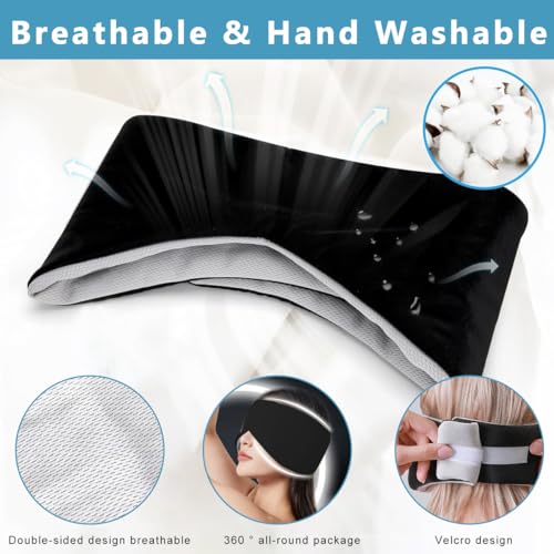 HANNEA® Eye Mask For Sleeping, Blackout Noise Reduction Sleeping Eye Mask Soft Eye Cover for Sleep Cute Blindfold for Sleeping Comfortable Cotton Eye Cooling Mask Travel Accessories For Men Women