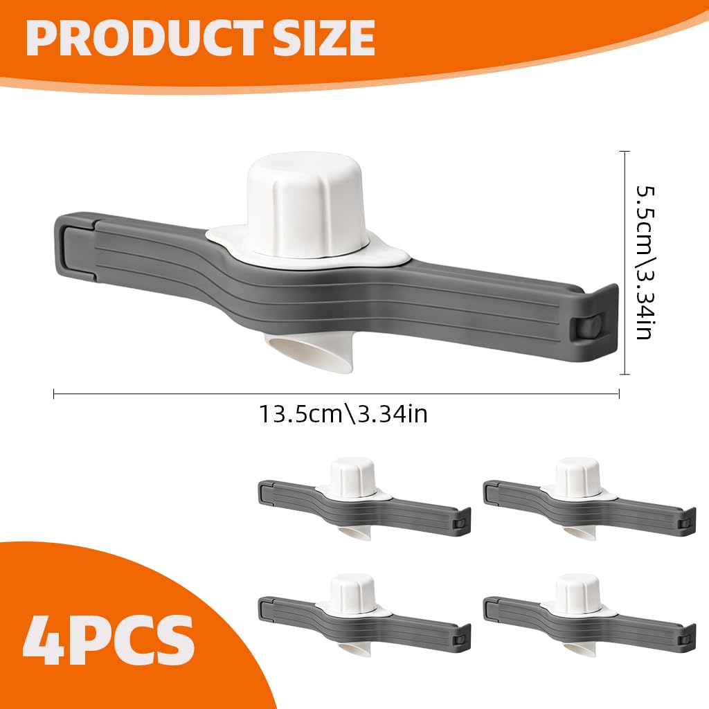 Supvox Food Bag Clips for Cereal and Grains with Pour Spout and Thread Cap | 4Pcs Reusable Plastic Sealers