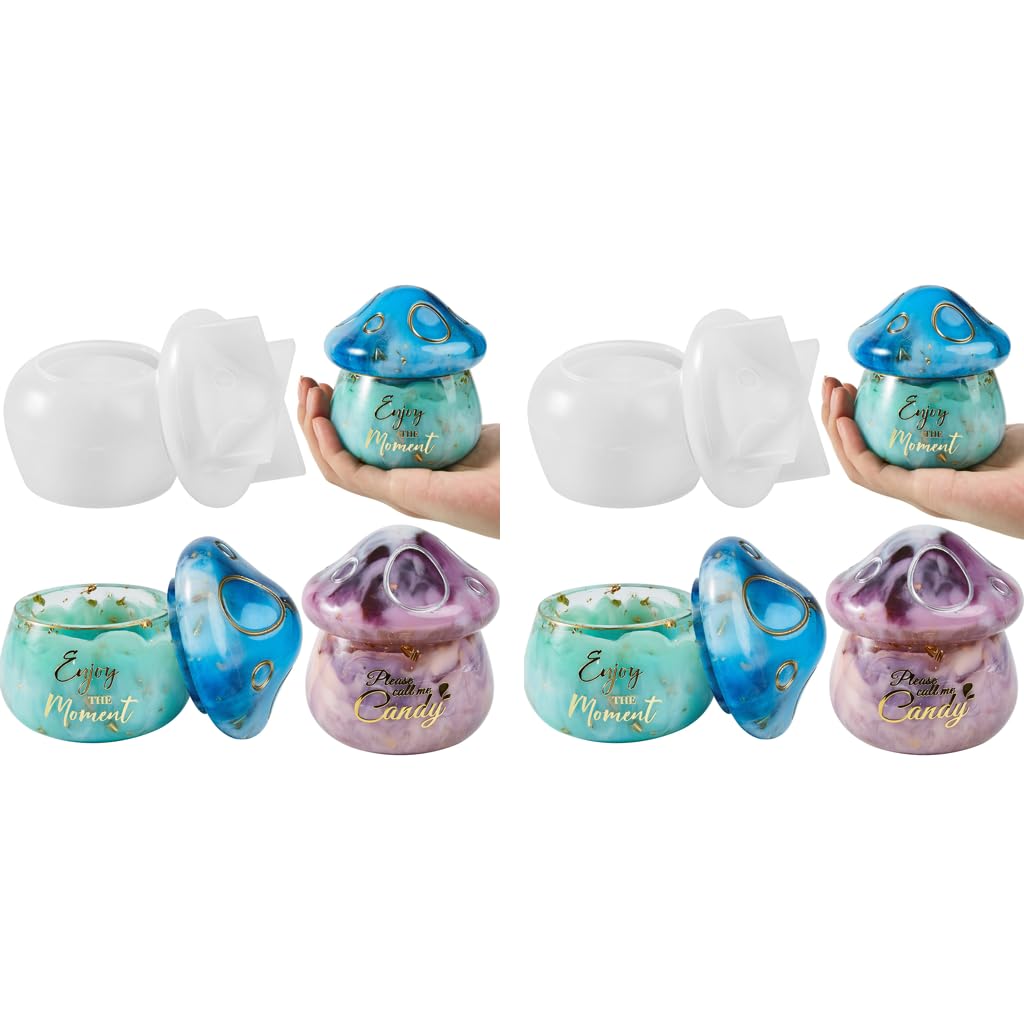 HASTHIP Resin Molds Mushroom Jars for DIY Epoxy Crafts featuring 2 Parts and 9.38 oz Capacity