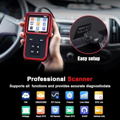 STHIRA® OBD2 Scanner with Upgrade Battery Tester - Diagnostic Tool for Cars That Check Engine Light & Emissions Readiness Read and Clears Vehicle Error Codes