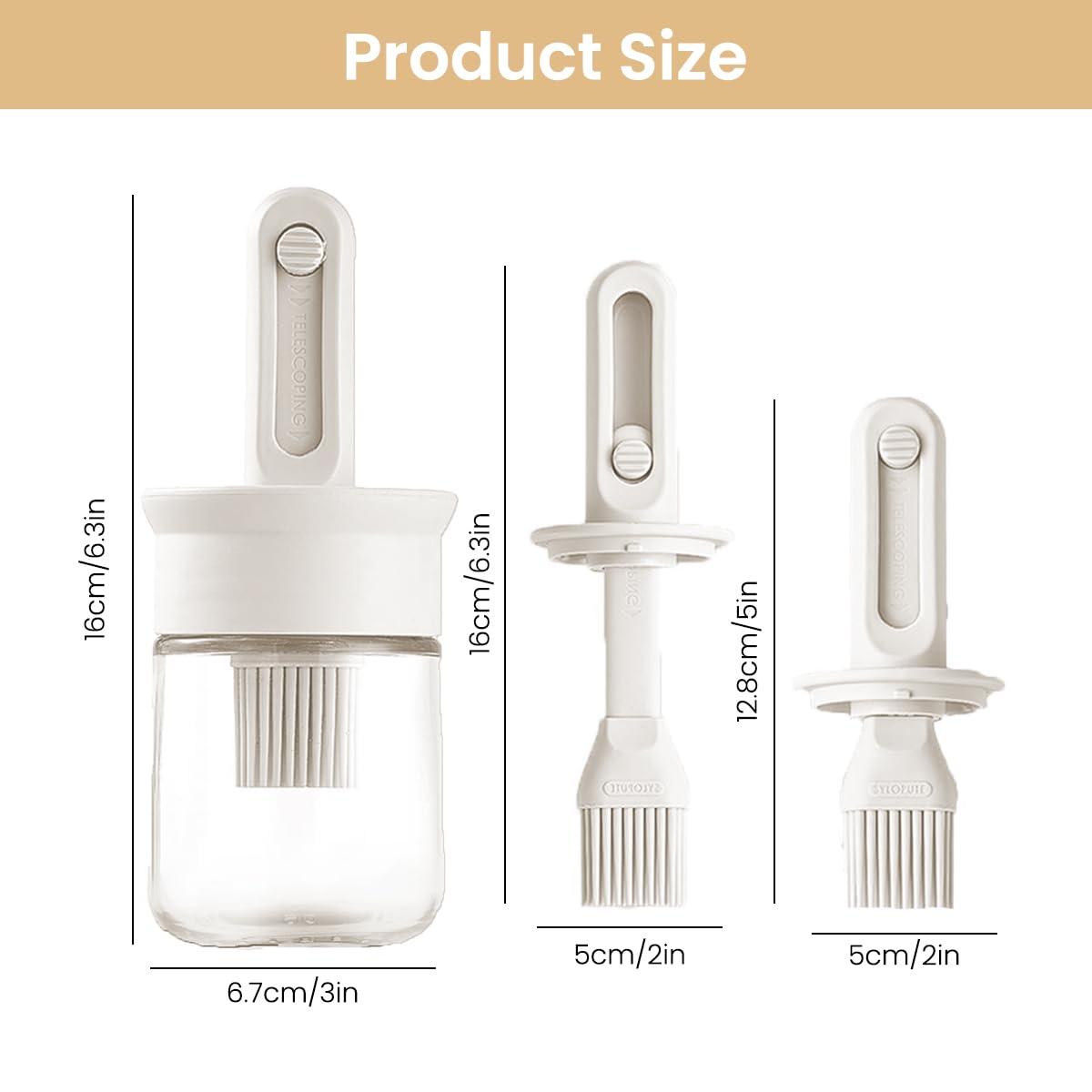 Supvox 2 in 1 Kitchen Glass Oil Bottle for Cooking with Retractable Silicone Brush | Transparent Dispenser