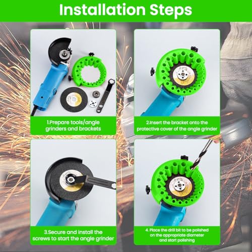 Serplex® Drill Bit Sharpener Attachment for Angle Grinder 20-Groove Tilt System Universal Sharpening Tool 2-13mm Electric Disc Cutter Accessory DIY Professional Use 2PCS