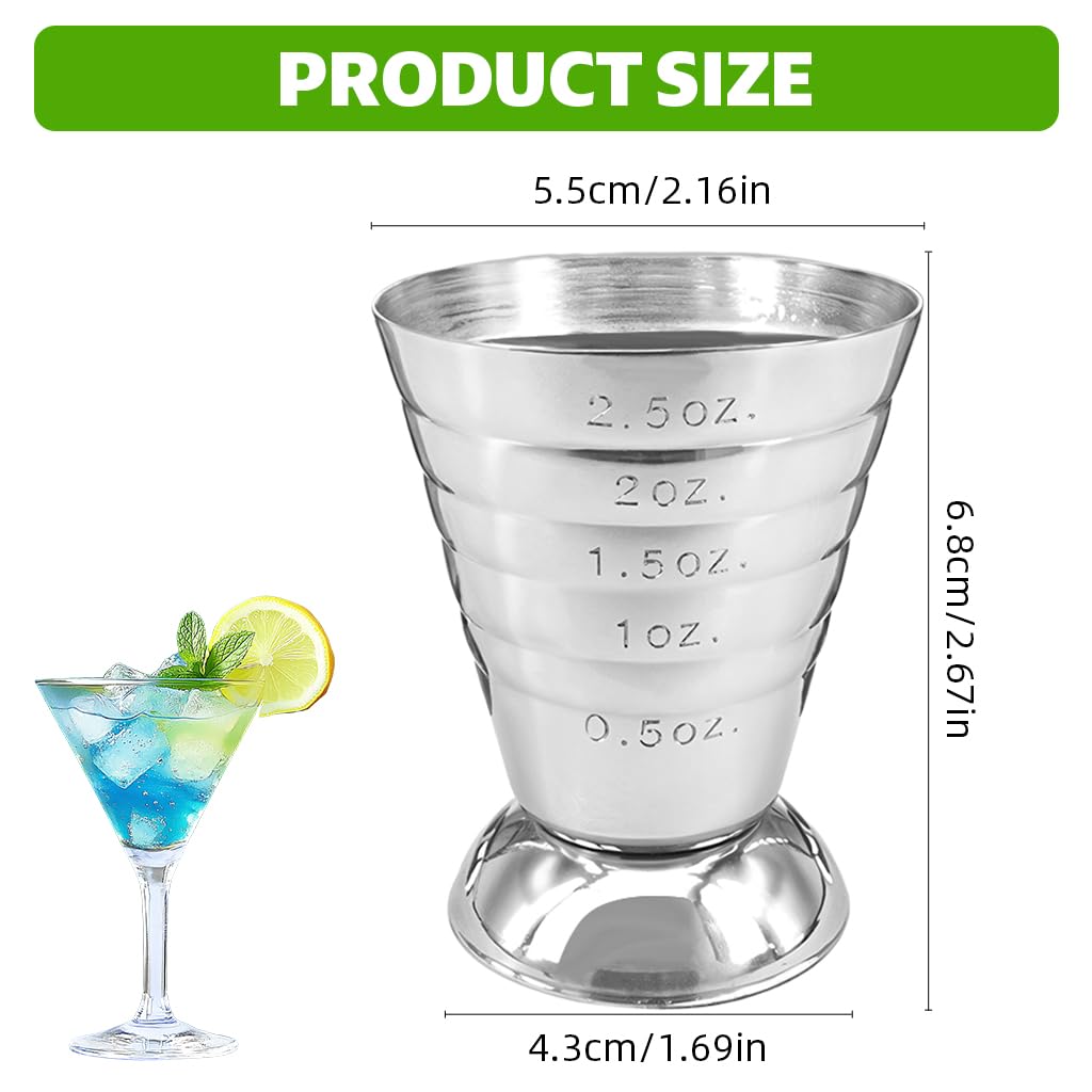 Supvox Stainless Steel Liquor Measuring Cup for Bar and Kitchen Use featuring Etched Scales 75ml | Stable Base for Precise Pouring