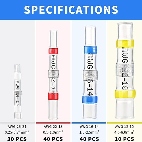 Serplex® 240PCS Solder Seal Wire Connector Heat Shrink Tube Connectors Terminals Sleeve Waterproof Insulated Automotive Marine Electrical Terminal