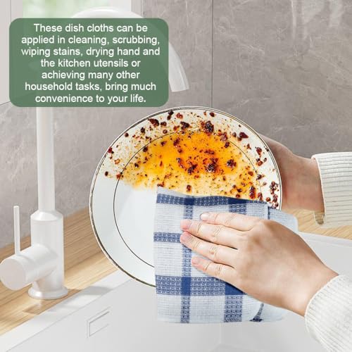 HASTHIP® 12 Packs Kitchen Dishcloths,30x30cm,3 Colors, Fashion Checked Pattern Kitchen Dish Cloths for Washing Dishes Scrubbing Wash Cloths Dish Towels