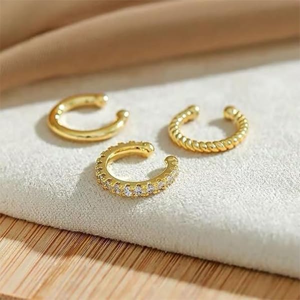 ZIBUYU® 18PCS Ear Cuffs Without Piercing Hoops Earrings for Women Alloy Hypoallergenic Rhinestone Shining Gold Clip Set Friends Gifts Trendy Accessories