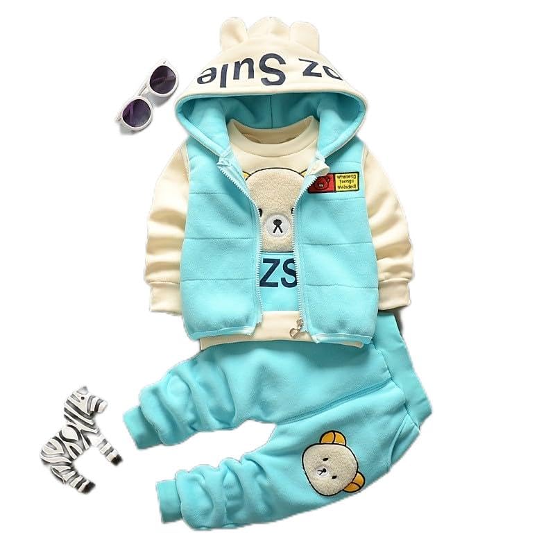 ZIBUYU® Kids Winter Clothes for Boys, Girls Kids Sweatshirt Soft Toddler Clothing Set for Kids Sleeveless Jacket, Hoodie, Pants Toddler Winter Dress Set of 3 Pieces 100cm (2-3 Years Old)