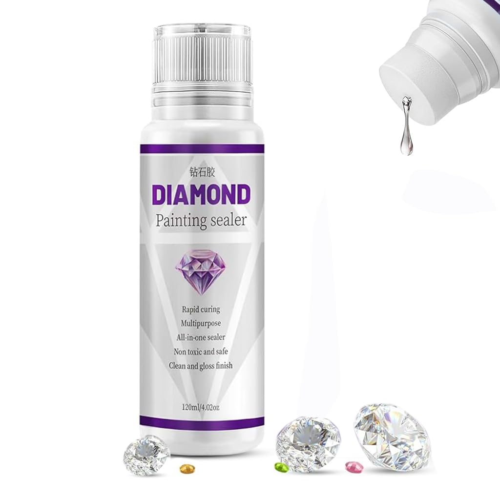 HASTHIP® 120ML Diamond Painting Sealer - 5D Diamond Art Glue Sealer, Diamond Painting Glue Accessories, Permanent Hold & Shine Effect Sealer for Diamond Painting and Puzzle Glue (4 OZ)