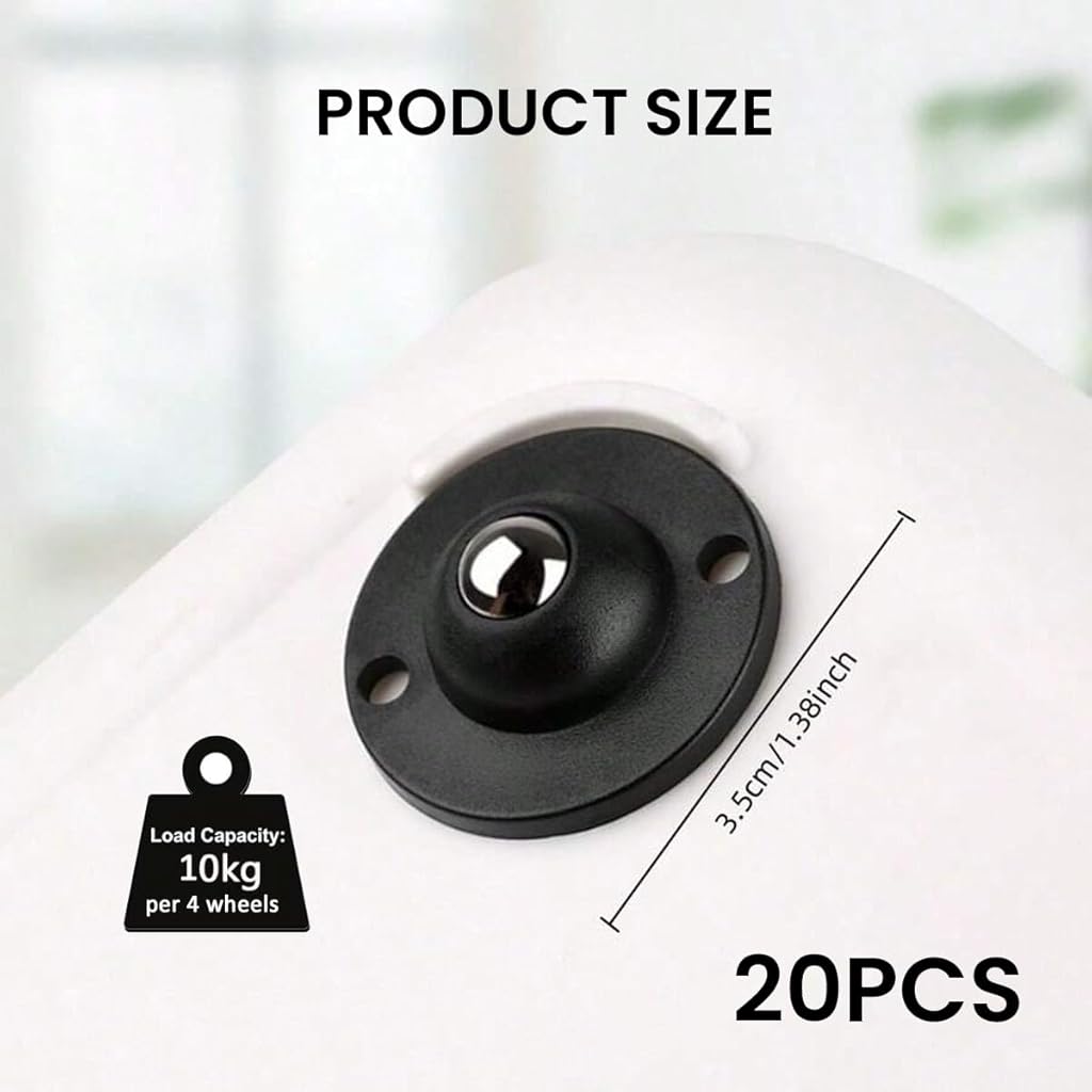 HASTHIP® 40PCS Self Adhesive Caster Wheels 360° Swivel for Small Appliances Furniture Storage Bins 10kg Load Capacity Per 4 Wheels
