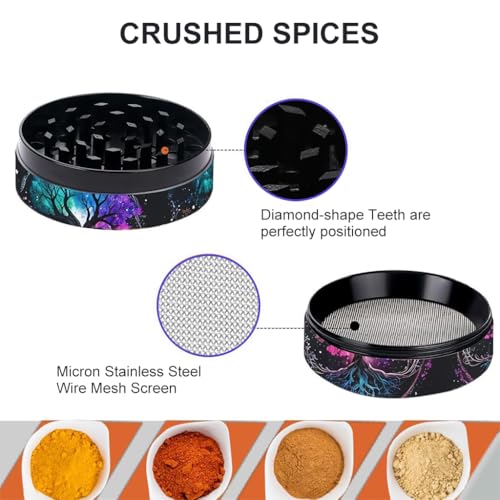 ZIBUYU® 2PC kitchen utensils Storage Boxes&Crusher for Weed 1.97'' Boutique Tree of Life Pepper Grinder, Herb Grinder Spice Mill with Precision Teeth 4-Layer, Food Grade PP Fridge Storage Containers