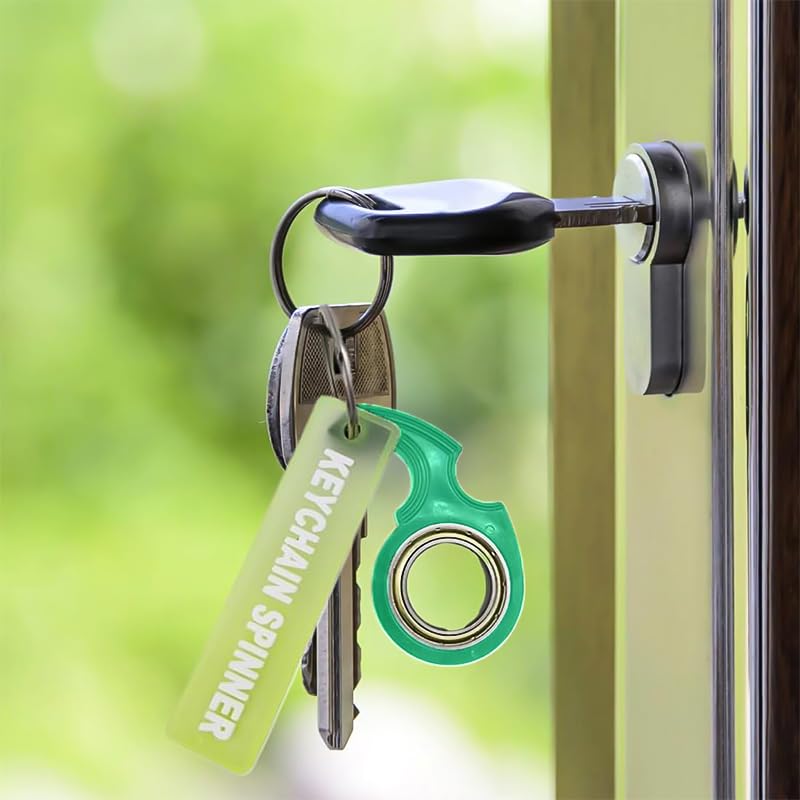 Zibuyu Spinner Keychain for Bike and Car with 360° Rotating Shaft and Green Luminescent Strip