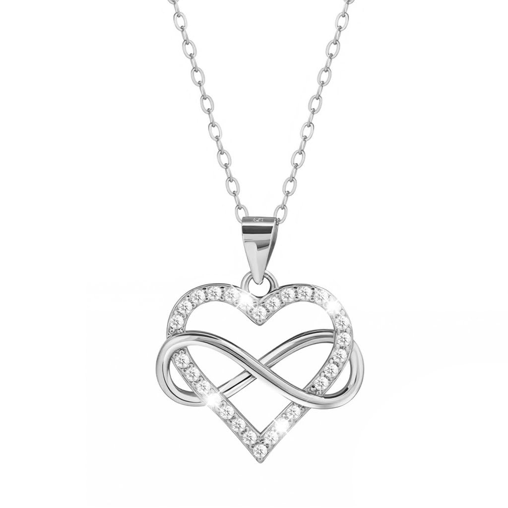 SANNIDHI Necklace for Women featuring Infinity Love Heart Pendant with Rhinestones | Gift Box