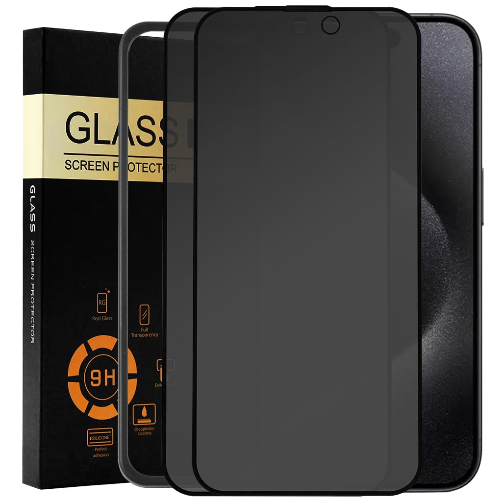 ZORBES Privacy Screen Protector Tempered Glass Screen Protector Matte for iPhone 15 Pro 6.1'' HD Anti-glare Screen Protector for iPhone 15 Pro 2Pcs