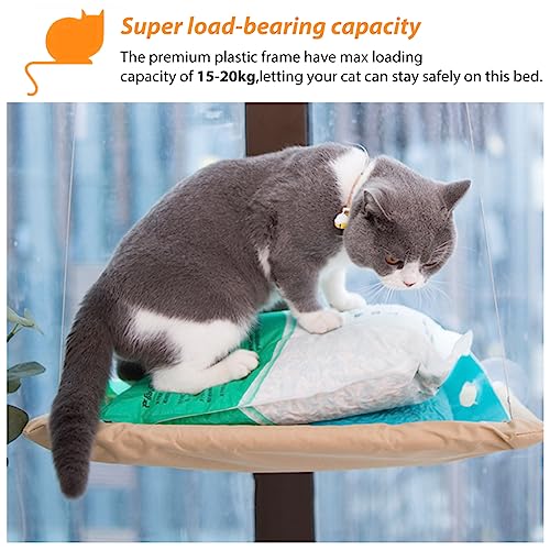 Qpets® Cat Bed, Cat Hammock 30 * 54cm Cat Hammock Cozy Cat Hammock with Upgrade Safe Suction Cup, Cat Hammock for Resting Napping Cat Hanging Hammock on Wall, Window, Balcony, Bedroom