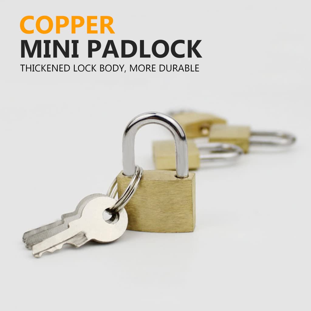 HASTHIP Mini Padlock for Suitcase and Cabinet with 3 Keys and 20×30mm Brass Core | Gold Lock