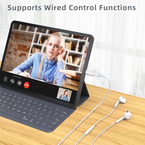 Verilux® Light-ning to C Earphone Converter with Lanyard Holes Type C Male to Female Aluminum Alloy Portable Audio Adapter for iPhone 16 15 Support Hands-Free Calling Volume Control 3 PCS