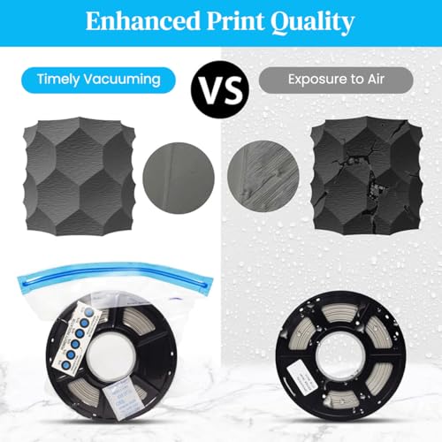 Serplex® 3D Printer Filament Vacuum Storage Bags Electric Air Pump with 10 Filament Bags 2 Sliding Sealing Clips Moisture Protection for 1Kg 300x340mm 2PCS