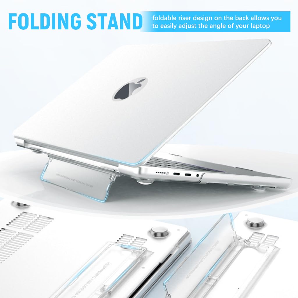 HASTHIP® Laptop Case for MacBook Air 13.6 inch M3 A3113 2024 / M2 A2681 Sleek Transparent 2 in 1 Laptop Case with Intergrated Folding Rising Stand Universal Laptop Case for MacBook Air 13.6 inch M3 M2