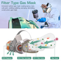 Serplex® Gas Mask Set Respirator with Filters and Goggle Activated Carbon Mask Gas Mask Paint Respirator for Epoxy Resin, Wall Painting, Welding, Polishing, Spraying, Mold Removal, Construction