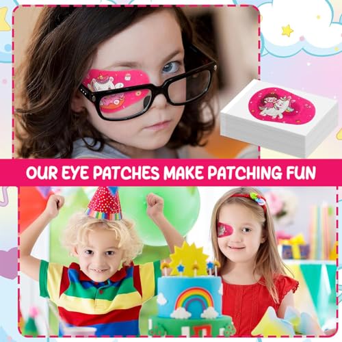 HANNEA® 80PCS Eye Patches for Kids Unicorn Breathable Cotton Adhesive Patch After Surgery Non-woven Fabric for Lazy Eye Cover Eyesight Correction