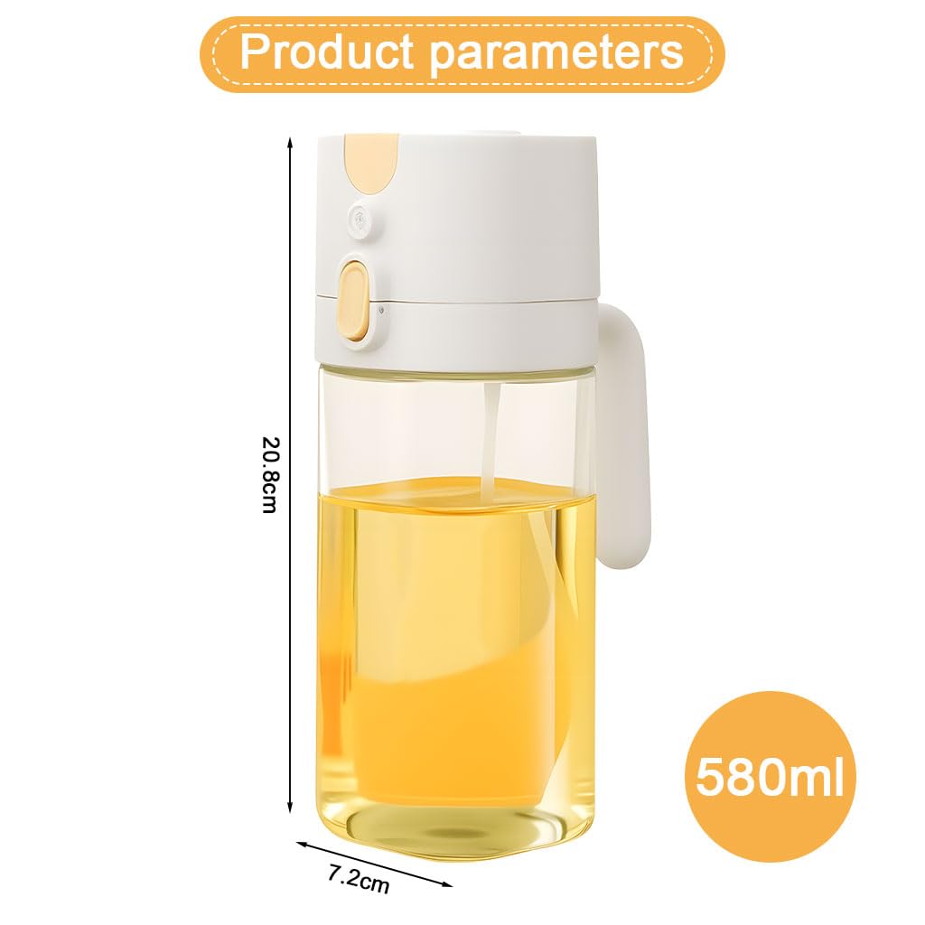 Zibuyu Olive Oil Sprayer for Cooking with Dual Spray or Pour Nozzle 580ml Dark Amber Glass