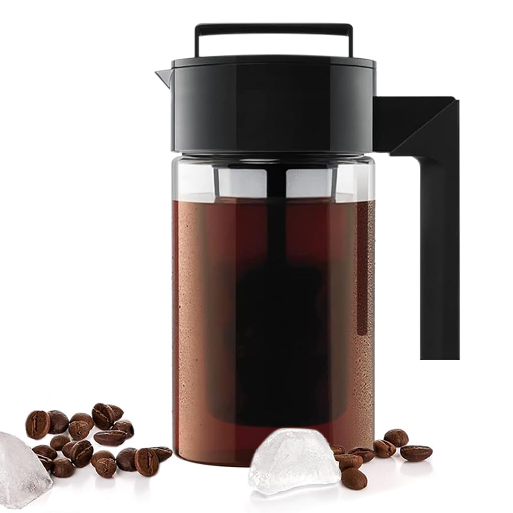 Supvox Cold Brew Iced Coffee Maker 900ml for Travel with Fine Mesh Filter and BPA-Free Plastic Cup