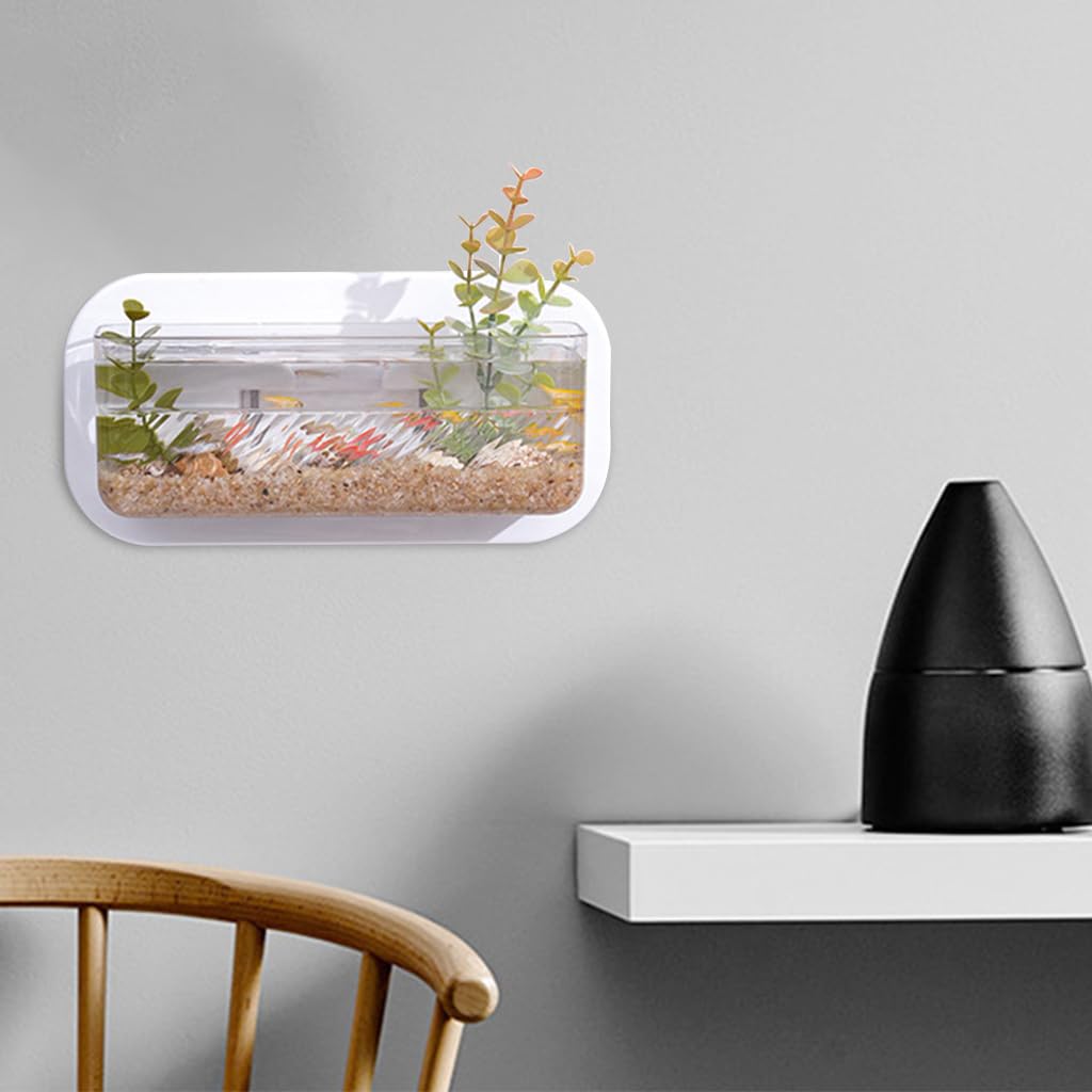 Qpets Wall Fish Tank for Home and Office Decor with Self Adhesive Mount | Transparent Plastic Organizer